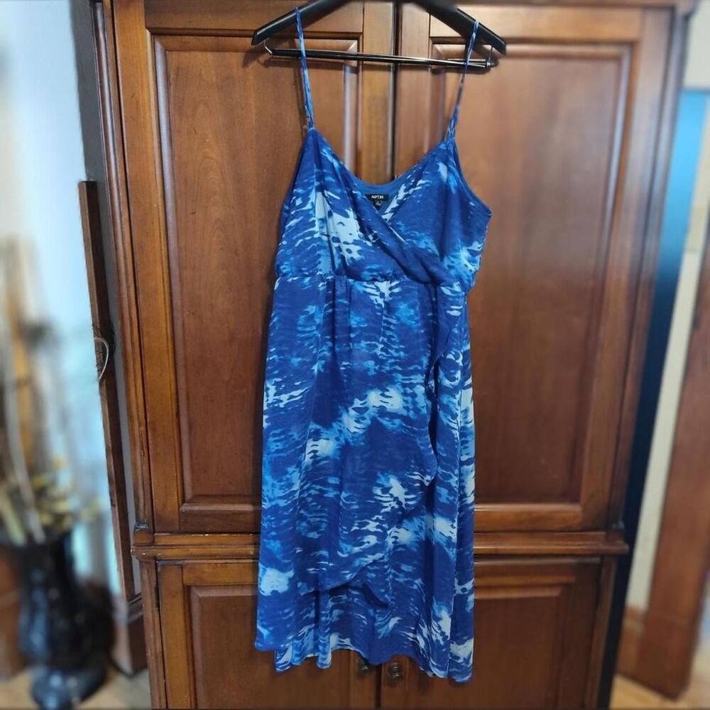Apt. 9 blue tie-dye summer sundress with adjustable straps sheer outer womens XL